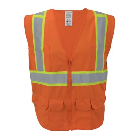 IRONWEAR Flame-Retardant Surveyor Safety Class 2 Vest w/ Zipper & Radio Clips (Orange/3X-Large) 1277FR-OZ-RD-3XL
